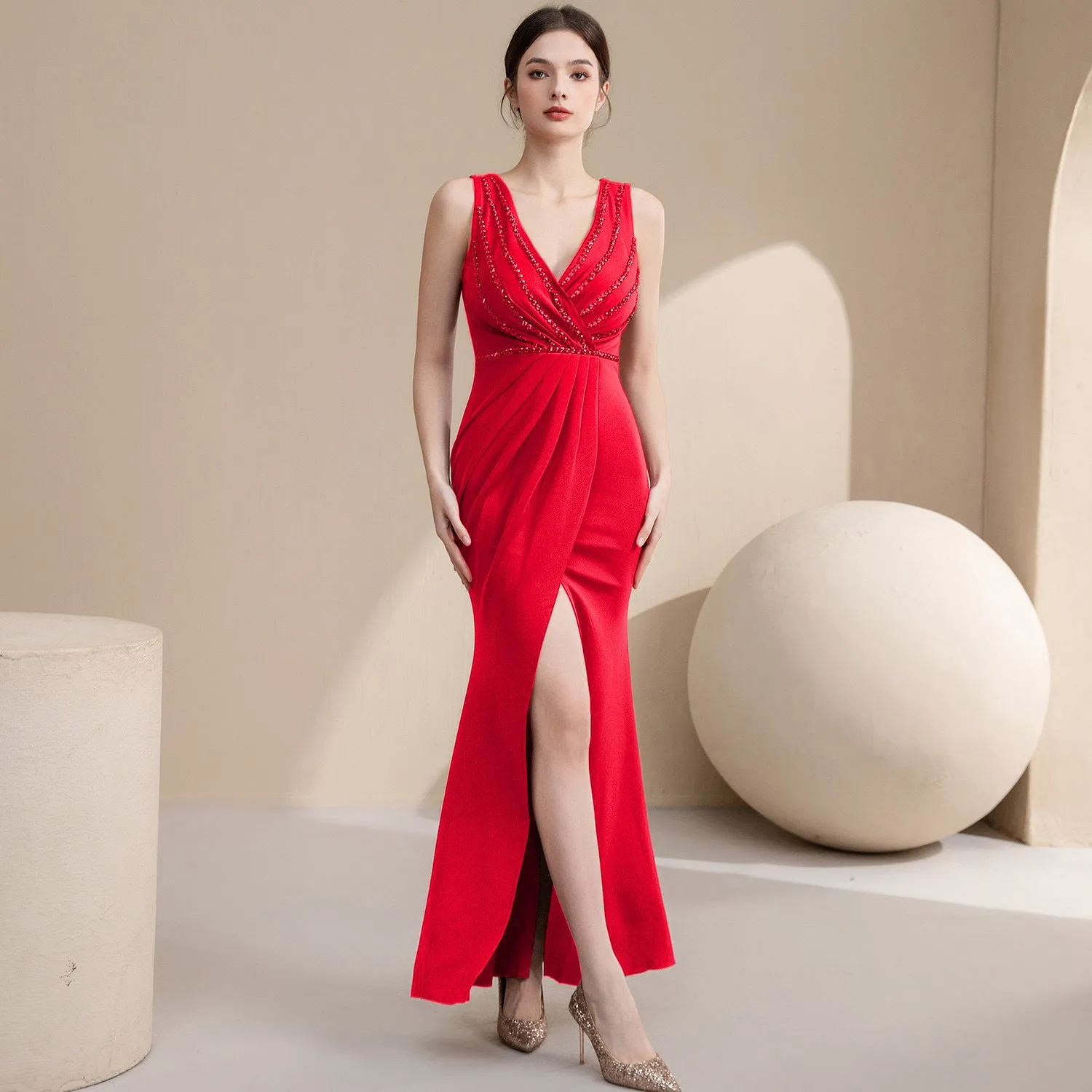 2025 Evening dress skirt femininity high-end high-end sense slim and thin bridal wedding toast dress long suspender dress