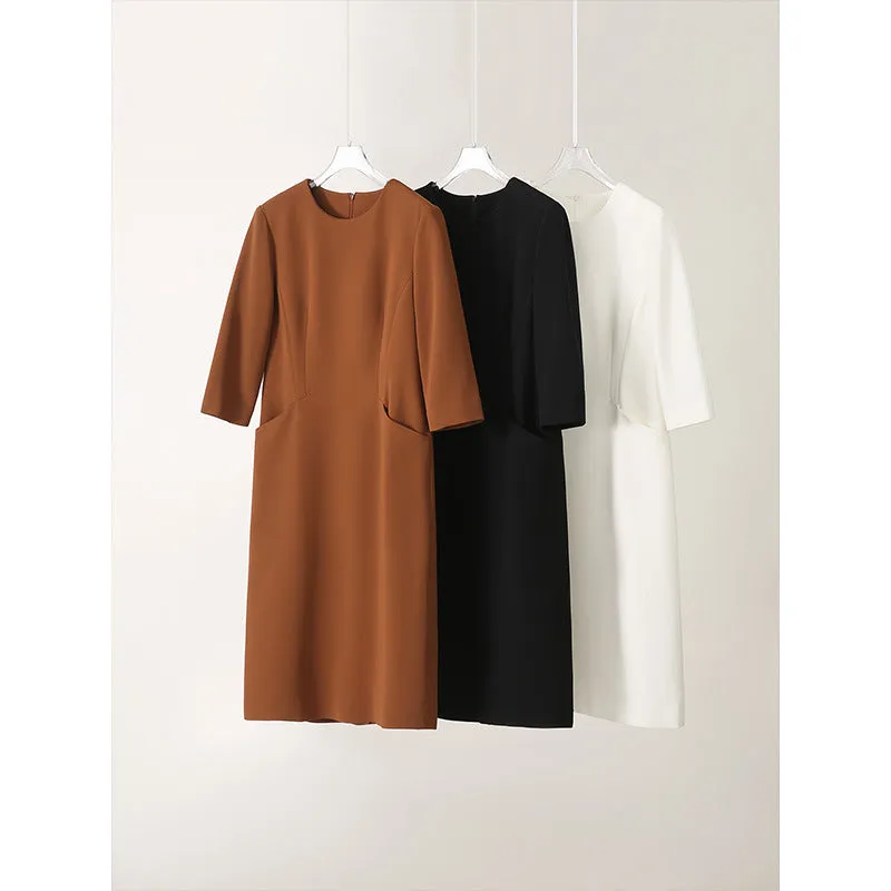2025 Triacetic acid fabric   silk lining, high-end temperament dress, women's clothing, commuting and thin, black and white in summer