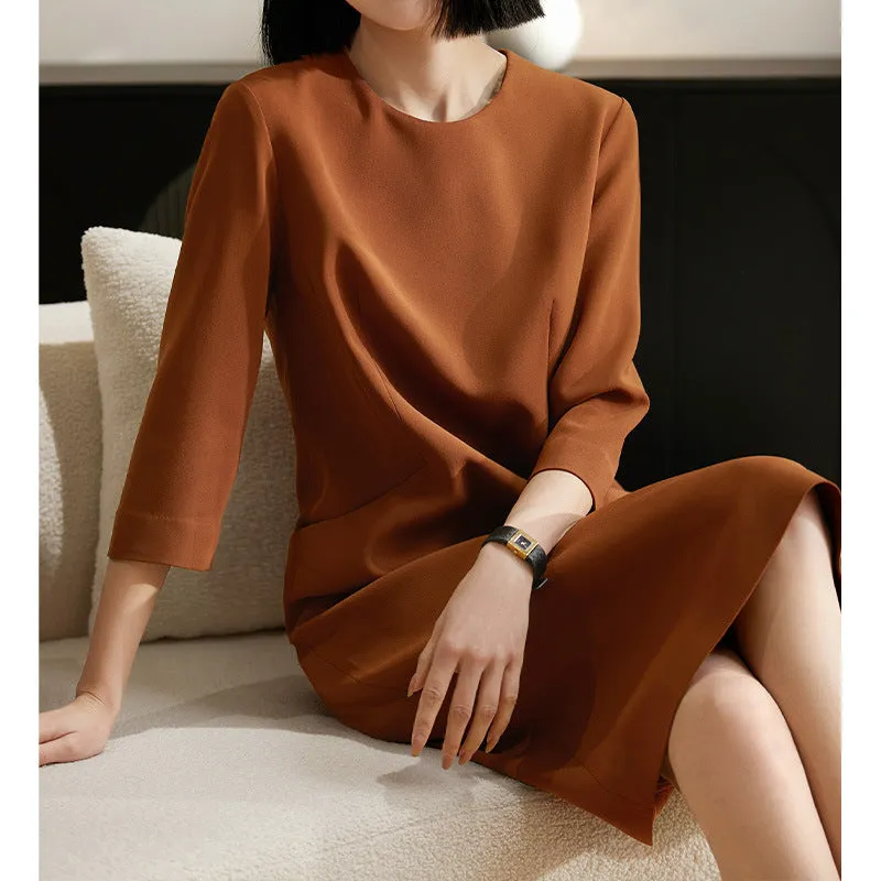2025 Triacetic acid fabric   silk lining, high-end temperament dress, women's clothing, commuting and thin, black and white in summer
