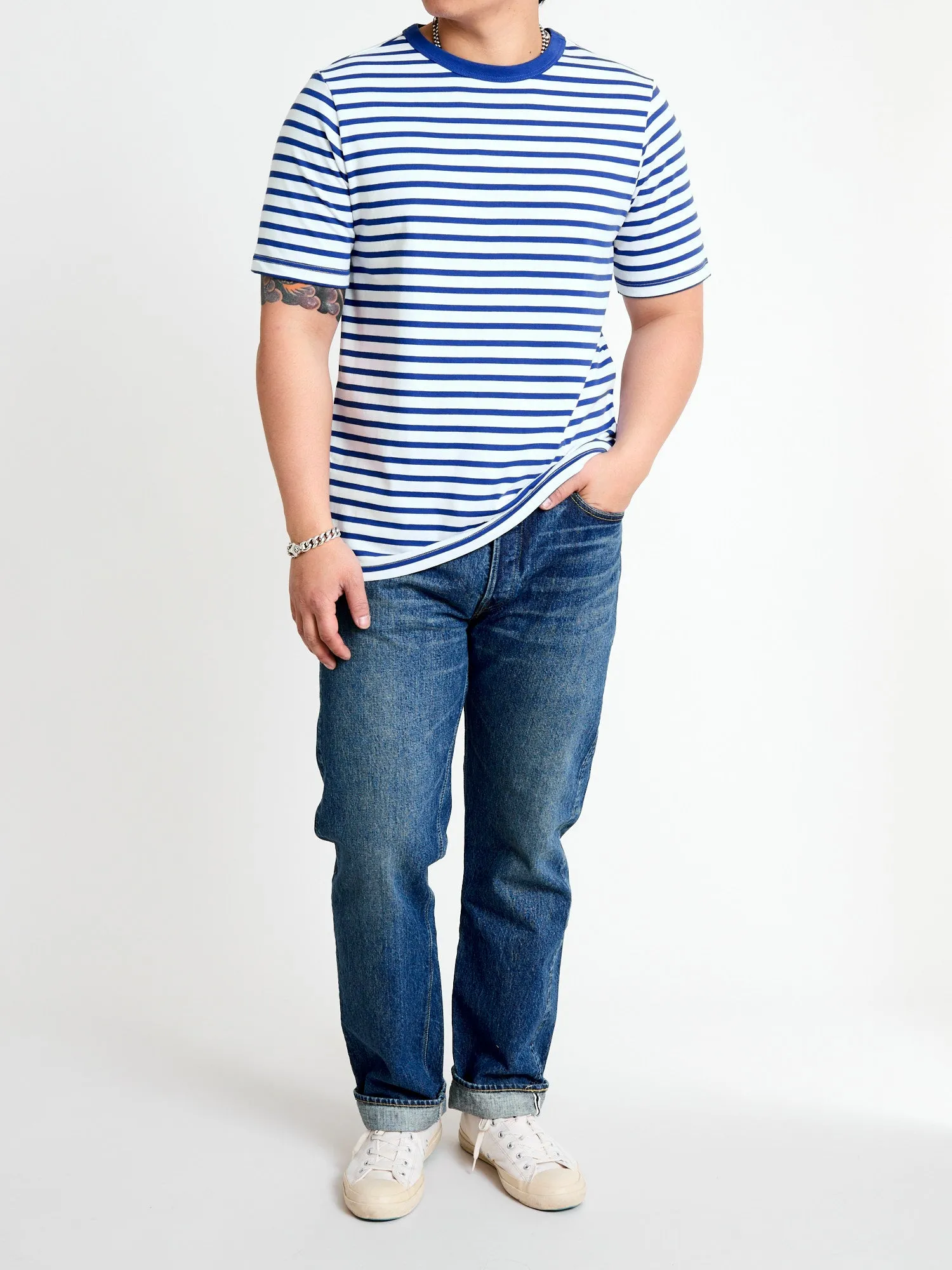 2M14 "Good Originals" 6.8oz Relaxed T-Shirt in Blue/White