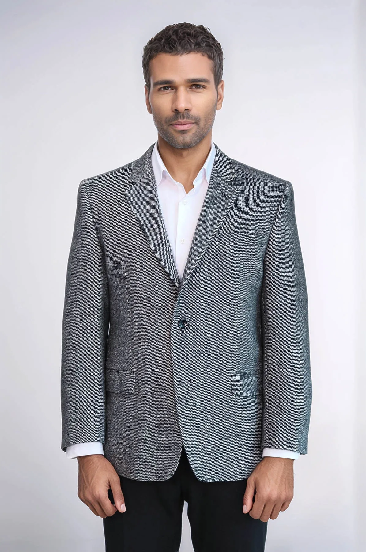 4 Drop Regular Cut Wool Grey Men Blazer - Wessi