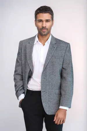 4 Drop Regular Cut Wool Grey Men Blazer - Wessi