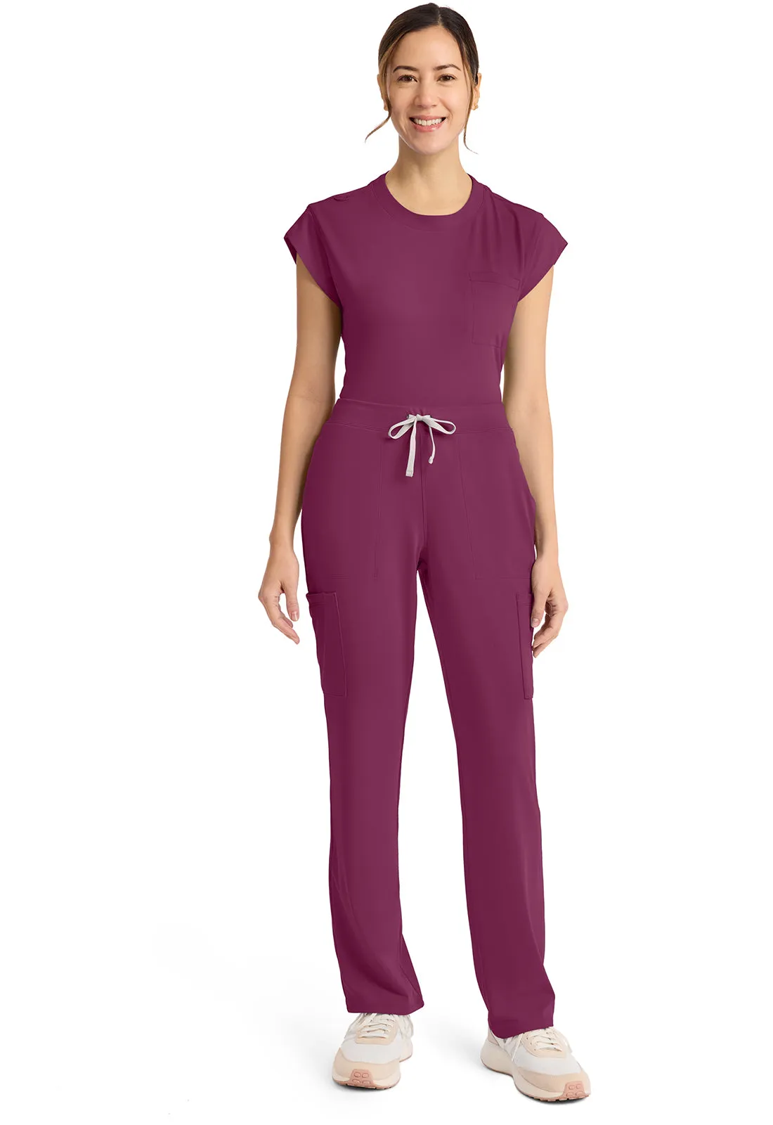 Achieve CK096 Women's 5-Pocket Straight Leg Pants Wine