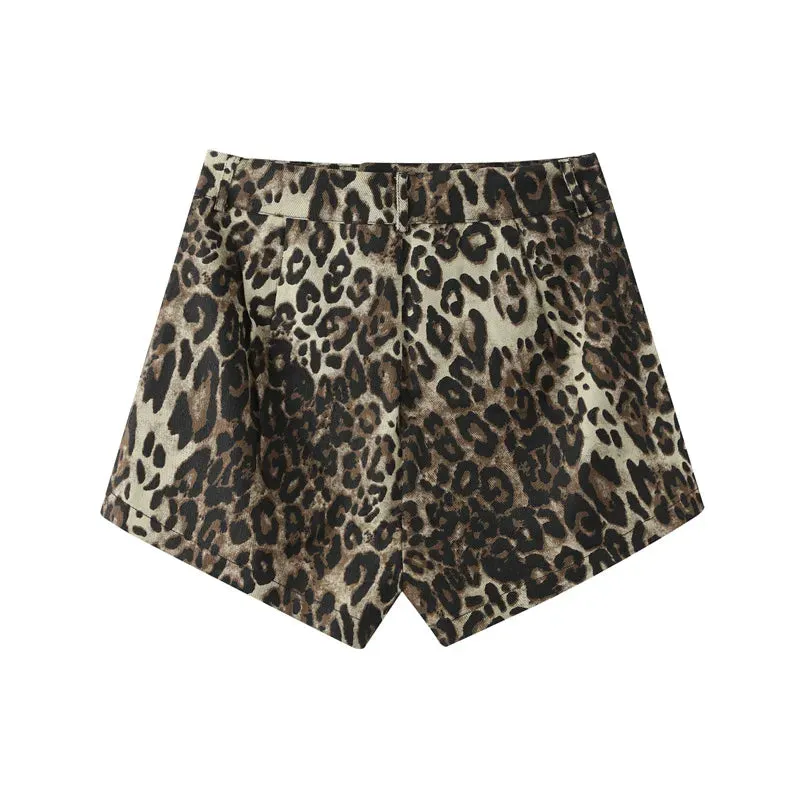 Adriana – Bold Leopard Denim Women’s Shorts