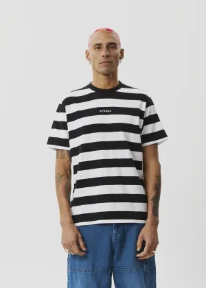 Afends Needle Recycled Retro Logo T-Shirt BLACK STRIPE