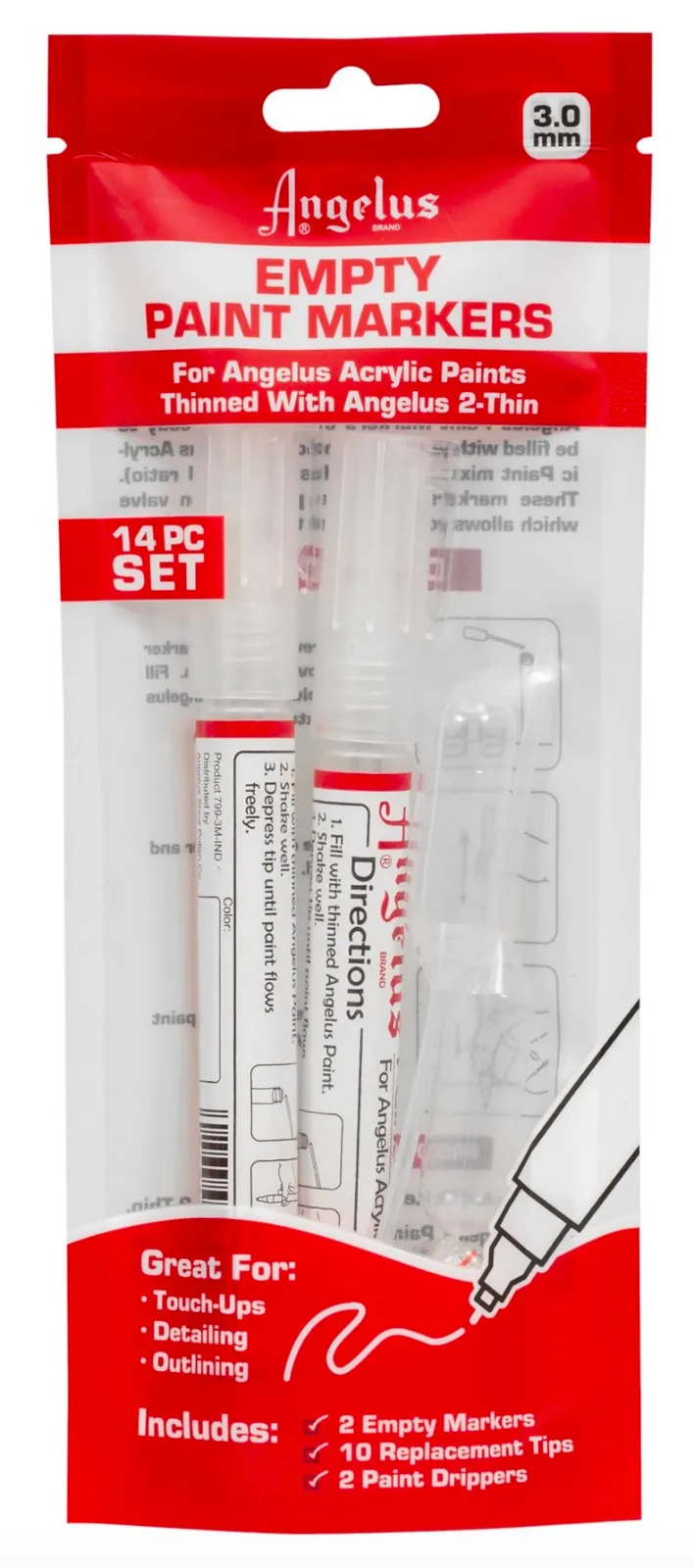 Angelus 14pc Paint Marker set   Angelus 2-thin Combo