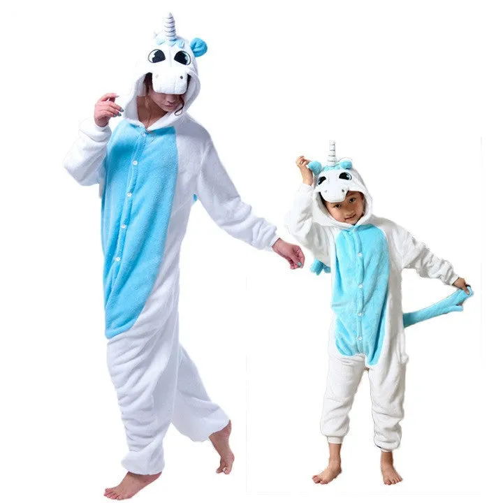 Animal pajamas one piece Family matching outfits Adult onesie Mother and daughter clothes Totoro Dinosaur Unicorn Pyjamas women