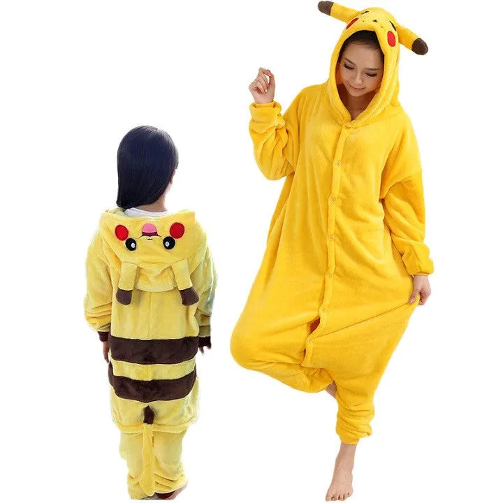 Animal pajamas one piece Family matching outfits Adult onesie Mother and daughter clothes Totoro Dinosaur Unicorn Pyjamas women
