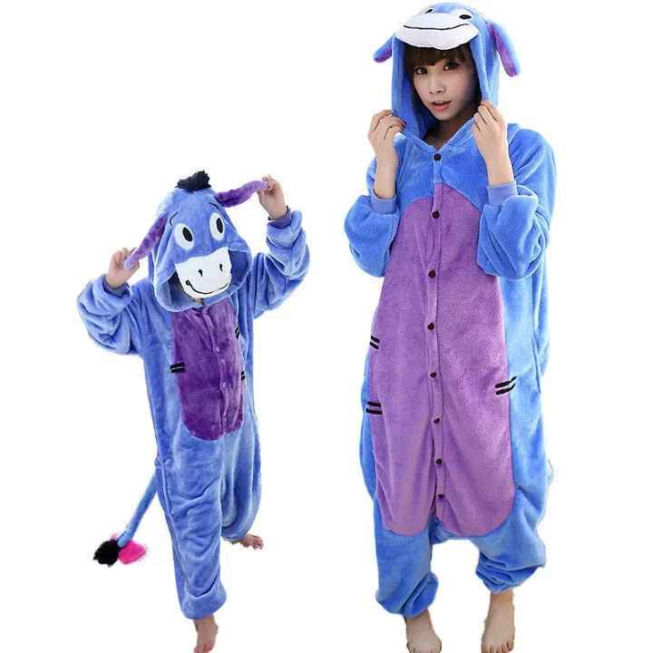 Animal pajamas one piece Family matching outfits Adult onesie Mother and daughter clothes Totoro Dinosaur Unicorn Pyjamas women