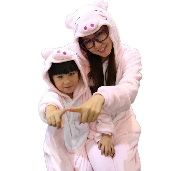 Animal pajamas one piece Family matching outfits Adult onesie Mother and daughter clothes Totoro Dinosaur Unicorn Pyjamas women