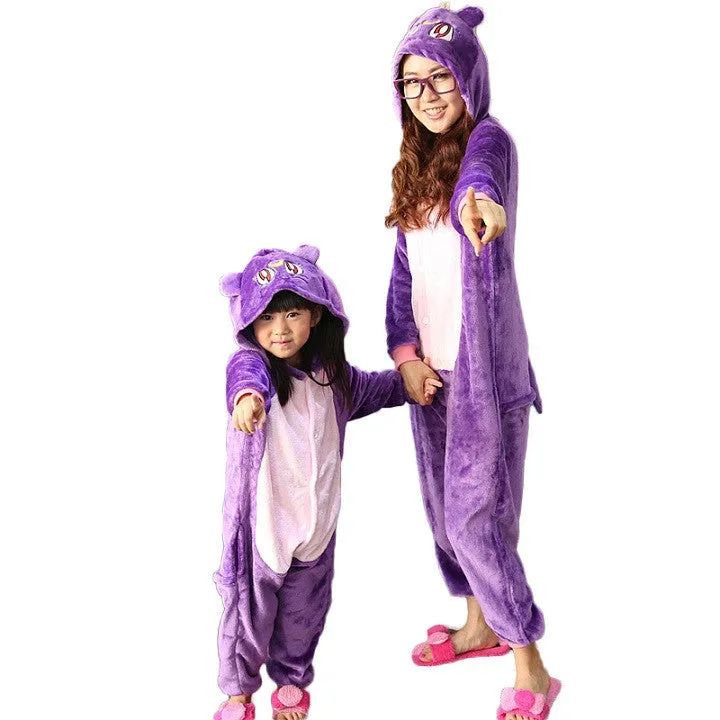 Animal pajamas one piece Family matching outfits Adult onesie Mother and daughter clothes Totoro Dinosaur Unicorn Pyjamas women