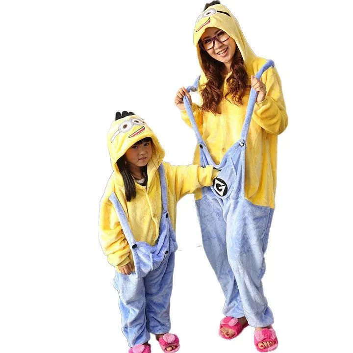 Animal pajamas one piece Family matching outfits Adult onesie Mother and daughter clothes Totoro Dinosaur Unicorn Pyjamas women