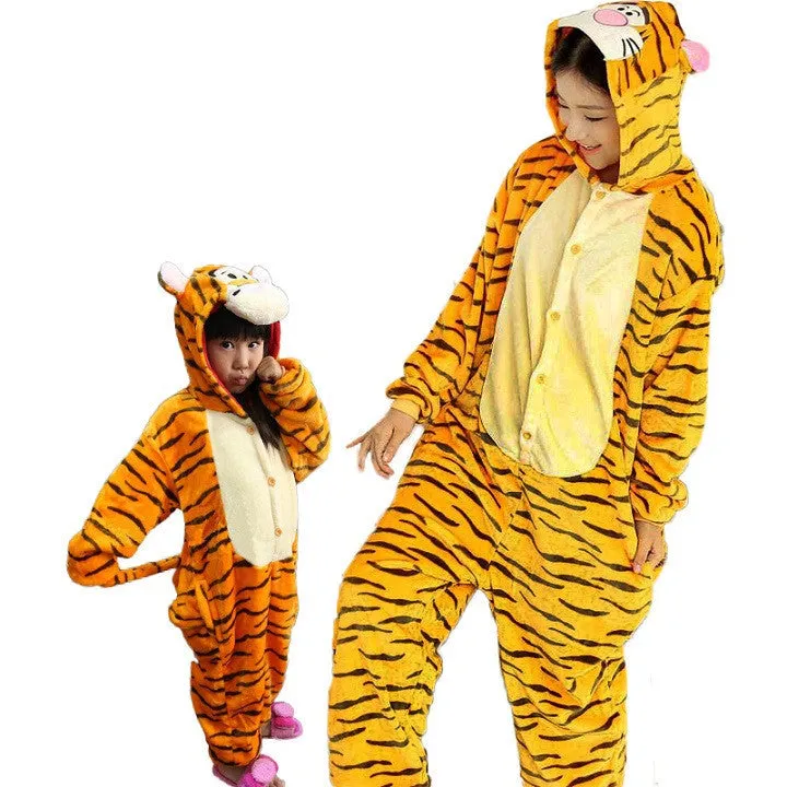 Animal pajamas one piece Family matching outfits Adult onesie Mother and daughter clothes Totoro Dinosaur Unicorn Pyjamas women