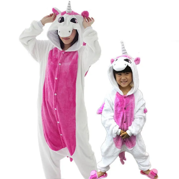 Animal pajamas one piece Family matching outfits Adult onesie Mother and daughter clothes Totoro Dinosaur Unicorn Pyjamas women
