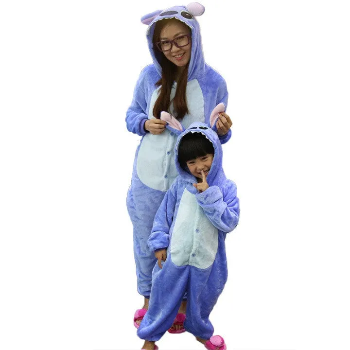 Animal pajamas one piece Family matching outfits Adult onesie Mother and daughter clothes Totoro Dinosaur Unicorn Pyjamas women