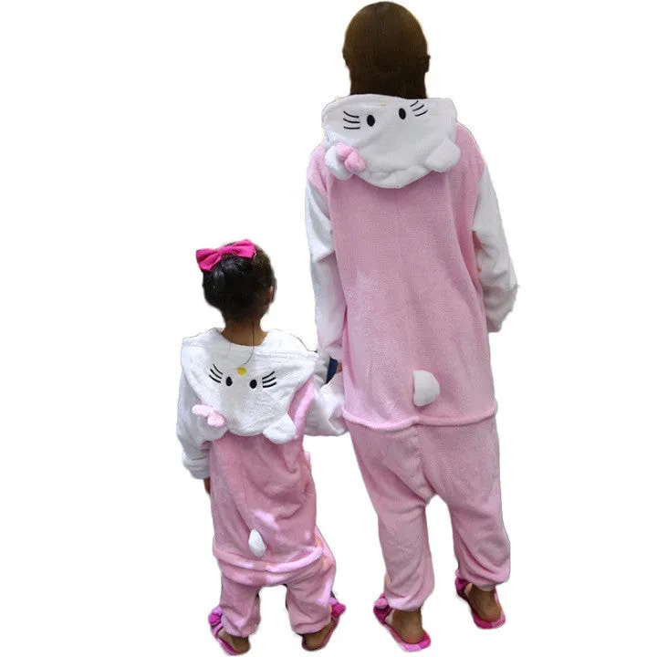 Animal pajamas one piece Family matching outfits Adult onesie Mother and daughter clothes Totoro Dinosaur Unicorn Pyjamas women