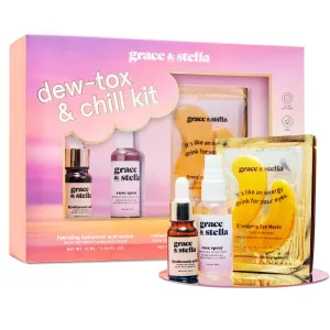 Award Winning Dew-Tox & Chill Valentines Day Gifts for Her - Gifts for Women with Gold Eye Masks, Hyaluronic Acid Serum & Rose Spray, Self Care Gifts for Mom, Wife, Bridesmaids, Teens