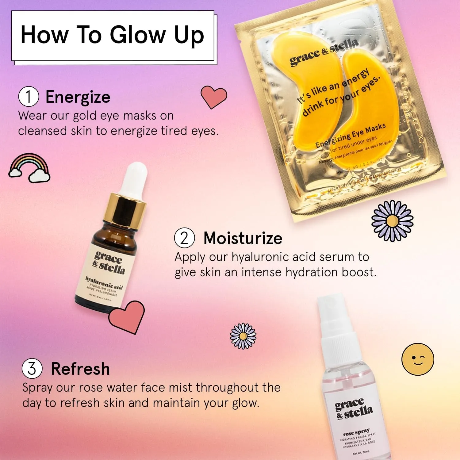 Award Winning Dew-Tox & Chill Valentines Day Gifts for Her - Gifts for Women with Gold Eye Masks, Hyaluronic Acid Serum & Rose Spray, Self Care Gifts for Mom, Wife, Bridesmaids, Teens