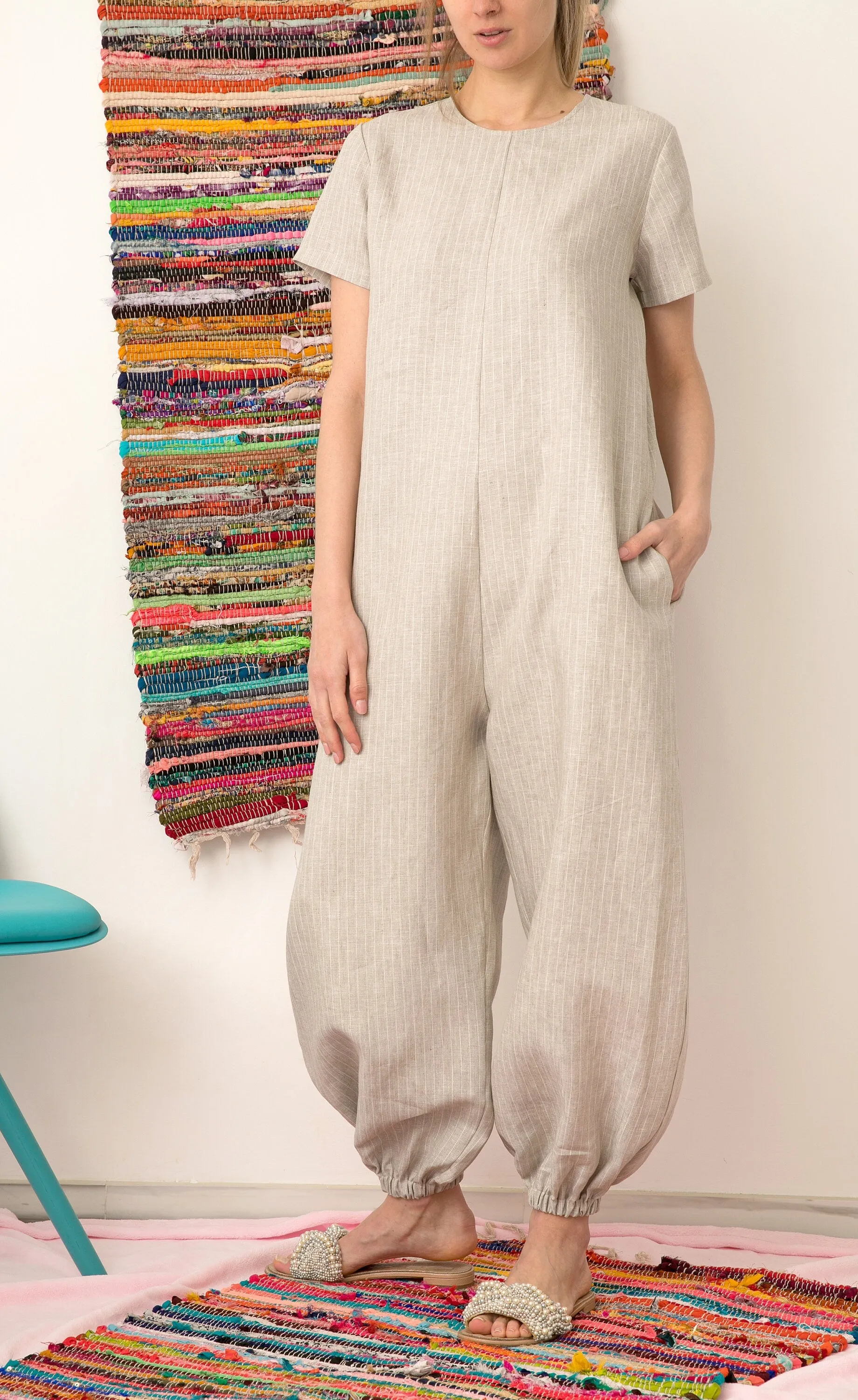 Beige Linen Jumpsuit