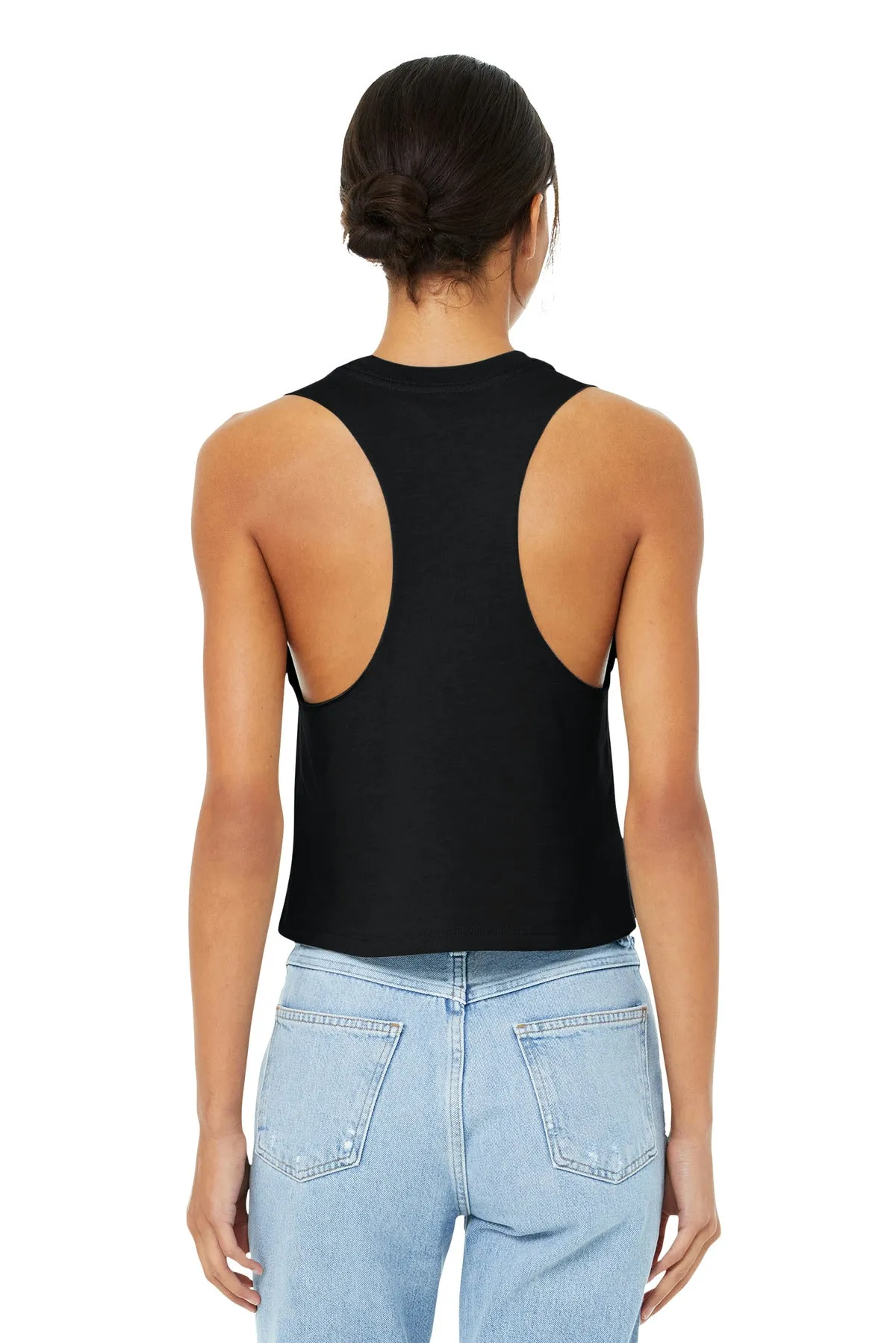 BELLA CANVAS  Women's Racerback Cropped Tank. BC6682 Solid Black Blend