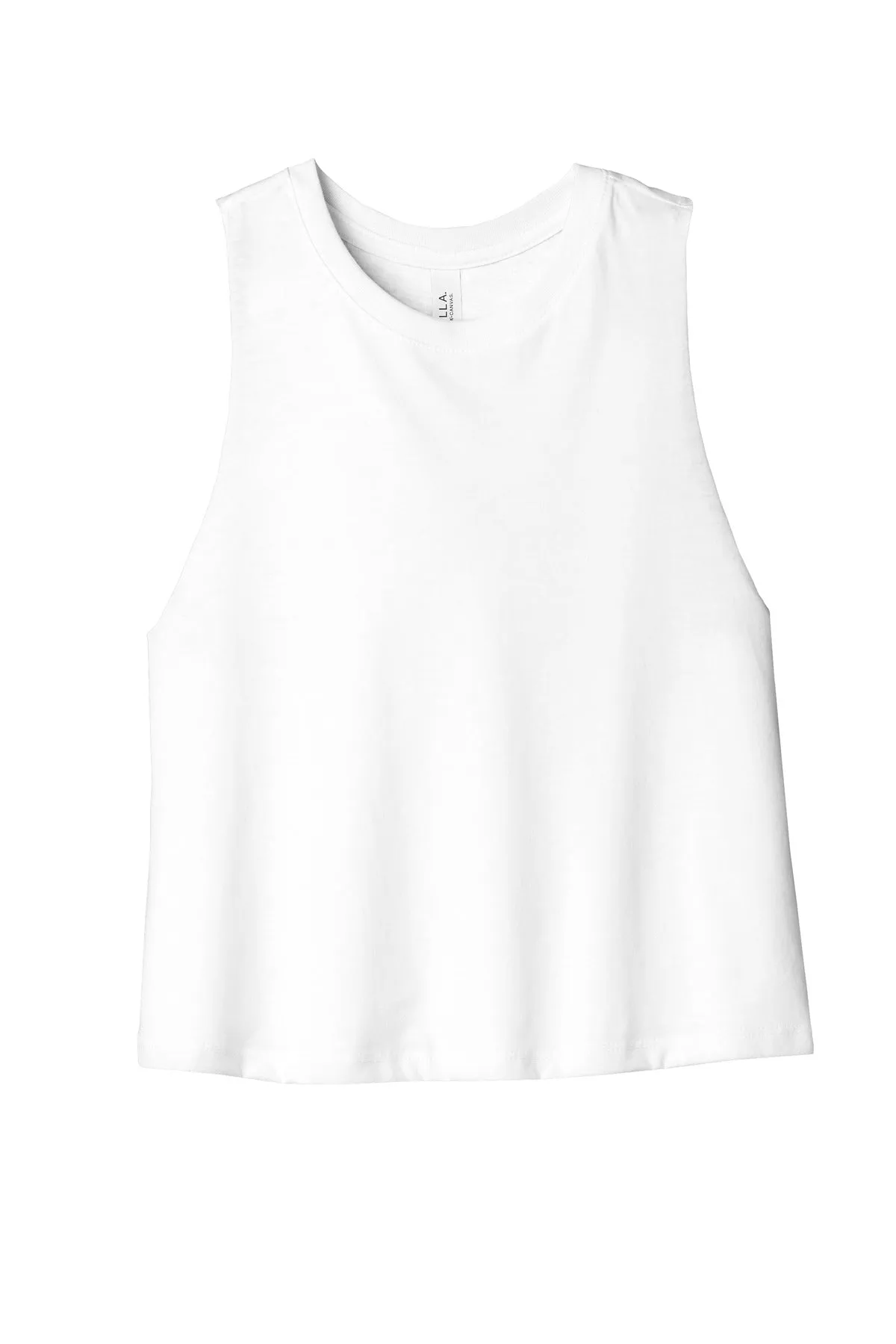 BELLA CANVAS  Women's Racerback Cropped Tank. BC6682 Solid White Blend