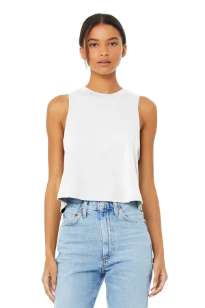 BELLA CANVAS  Women's Racerback Cropped Tank. BC6682 Solid White Blend