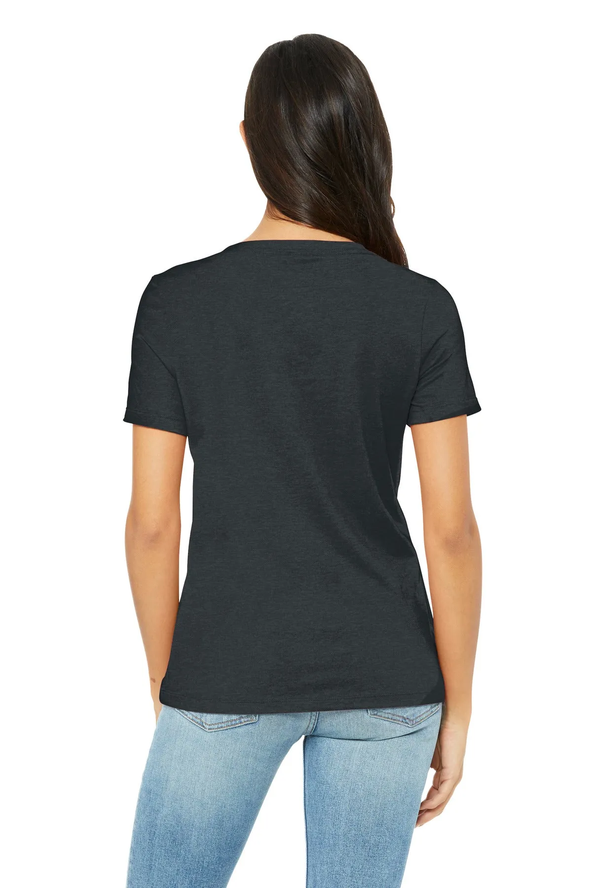 BELLA CANVAS Women's Relaxed Heather CVC V-Neck Tee BC6405CVC Dark Grey Heather