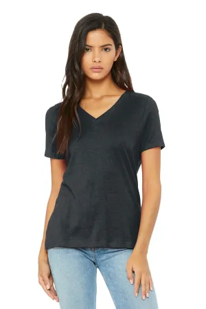 BELLA CANVAS Women's Relaxed Heather CVC V-Neck Tee BC6405CVC Dark Grey Heather
