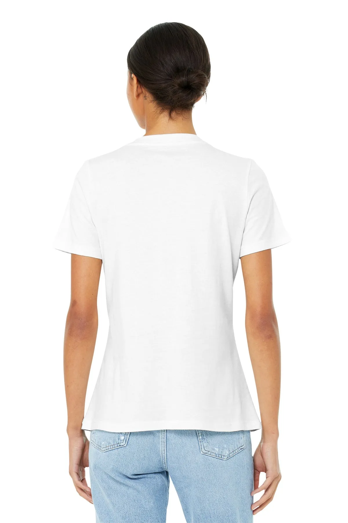 BELLA CANVAS  Women's Relaxed Jersey Short Sleeve V-Neck Tee. BC6405 White
