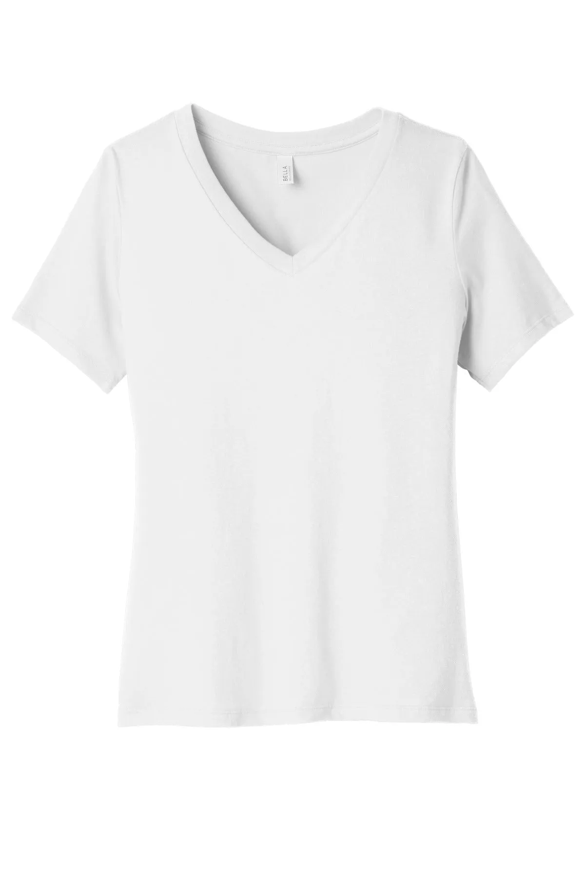 BELLA CANVAS  Women's Relaxed Jersey Short Sleeve V-Neck Tee. BC6405 White