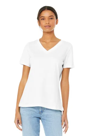 BELLA CANVAS  Women's Relaxed Jersey Short Sleeve V-Neck Tee. BC6405 White