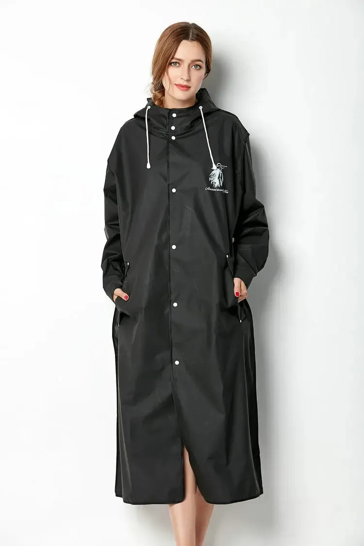 Big Size Men & Women Thin Black Raincoat - Slim Waterproof Adult Poncho
