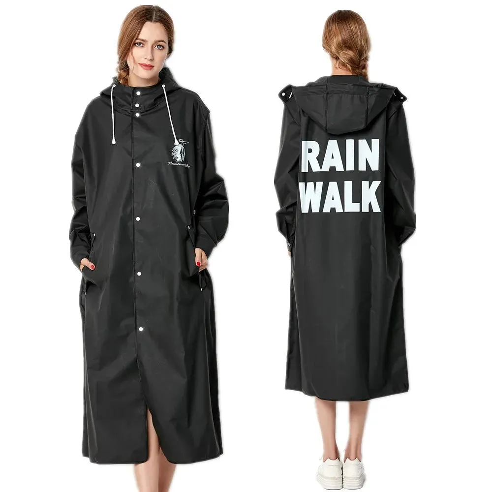 Big Size Men & Women Thin Black Raincoat - Slim Waterproof Adult Poncho