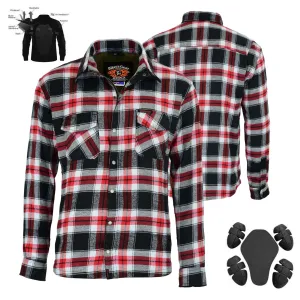 Bikers Gear Australia Timber HD Motorcycle Lined with Kevlar Shirt Red / White / Black