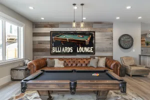 Billiards Room Sign - Billiards Lounge With Pool Table Painting Canvas Print