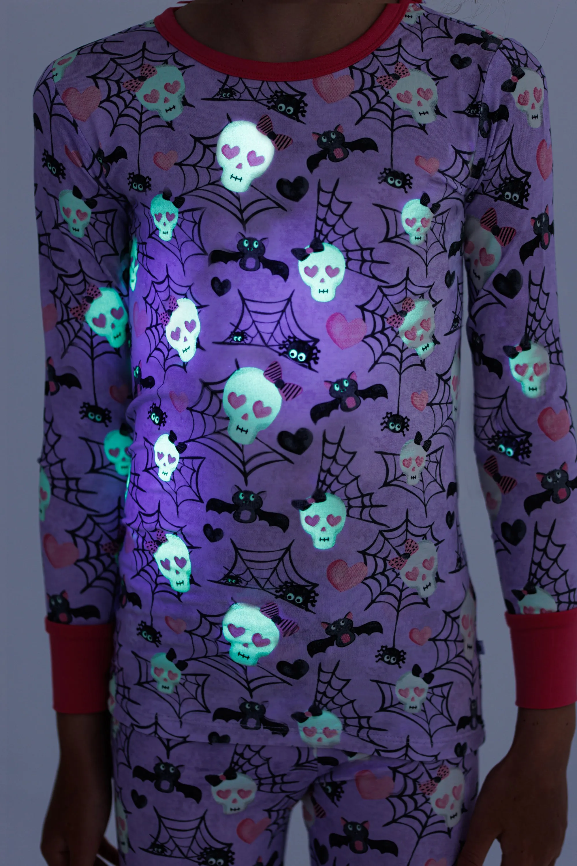 Birdie Bean Carrie Glow in the Dark Skeleton 2-piece Long Sleeve Pajamas with Pants