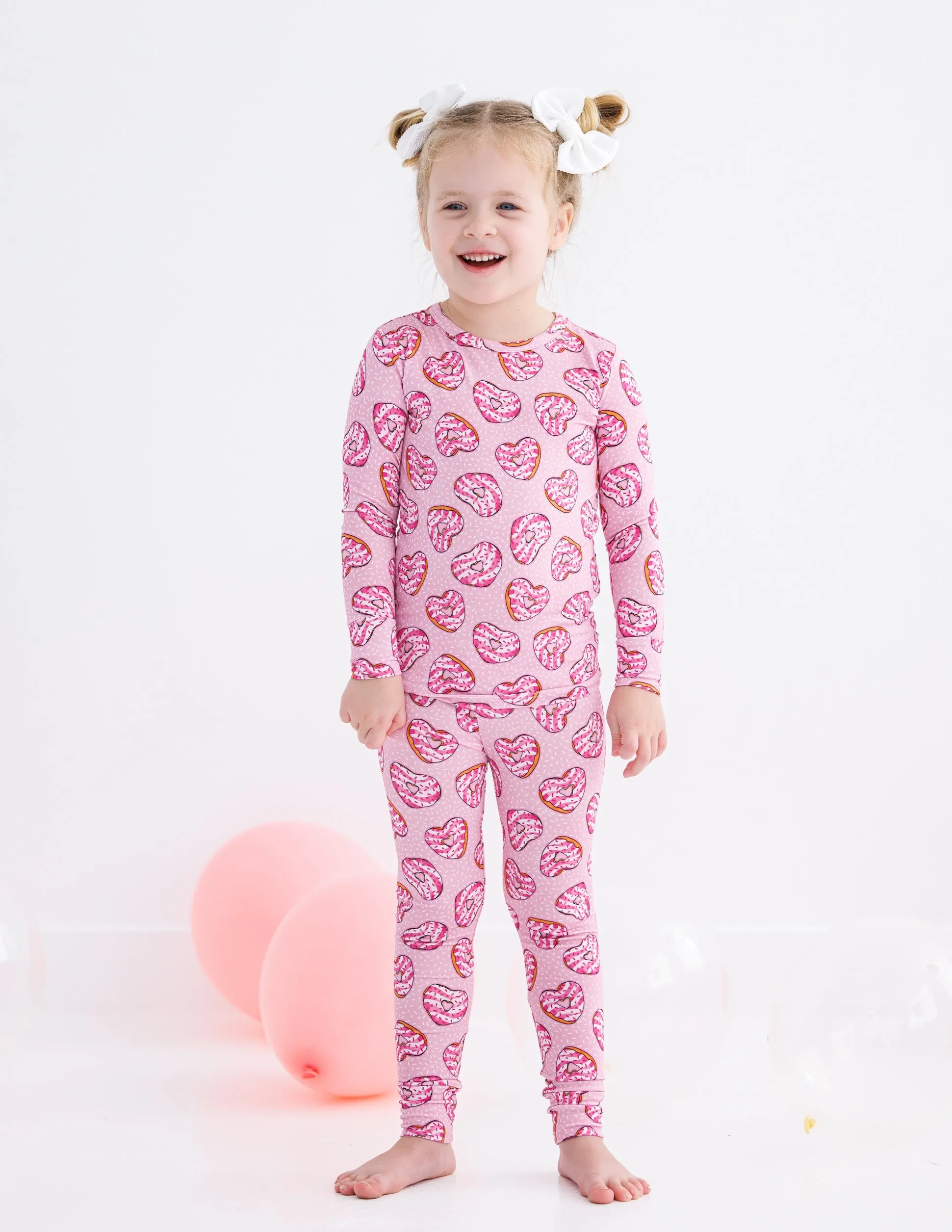 Birdie Bean Valentine's Day Emma Pink Heart Donuts 2-piece Pajamas