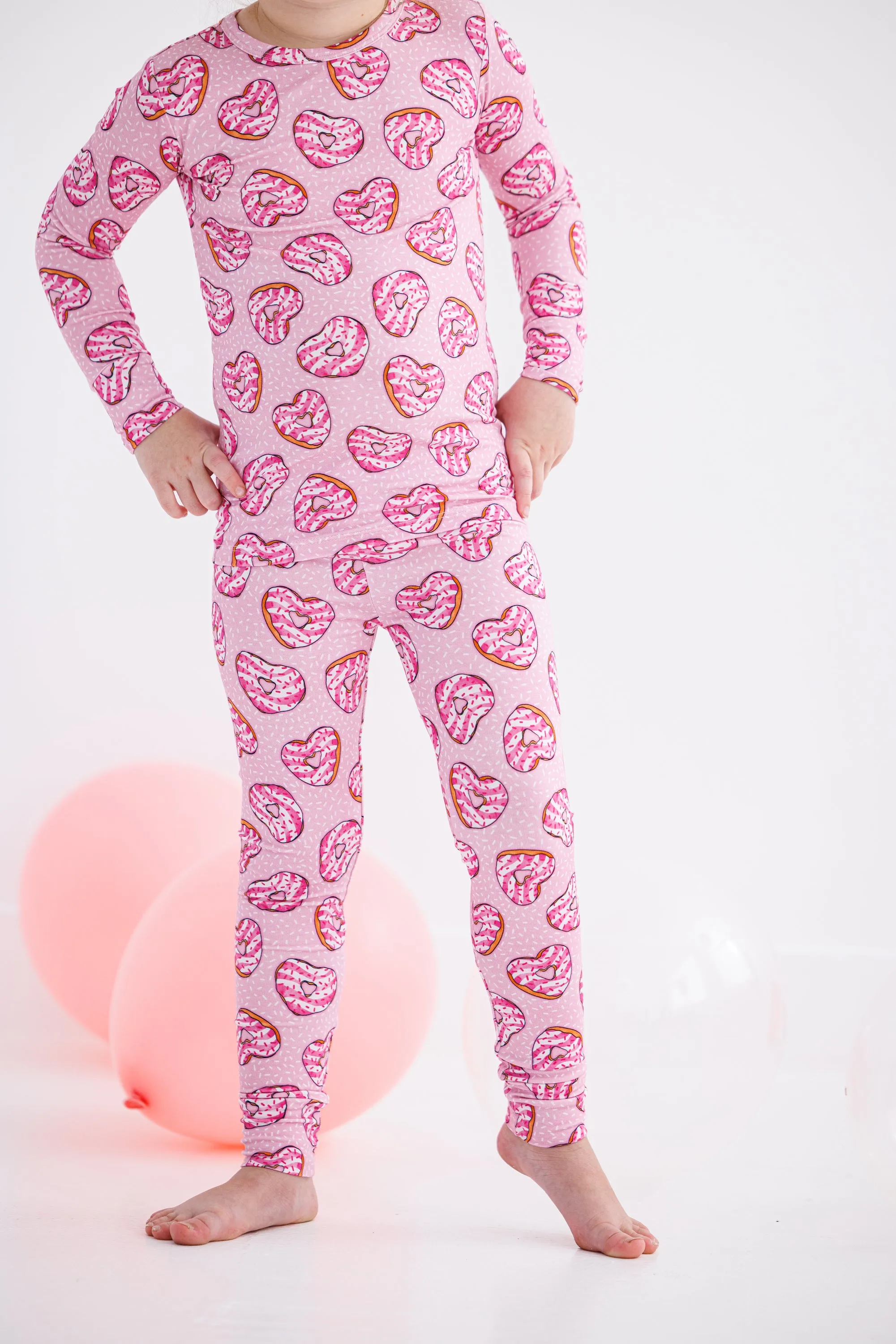 Birdie Bean Valentine's Day Emma Pink Heart Donuts 2-piece Pajamas