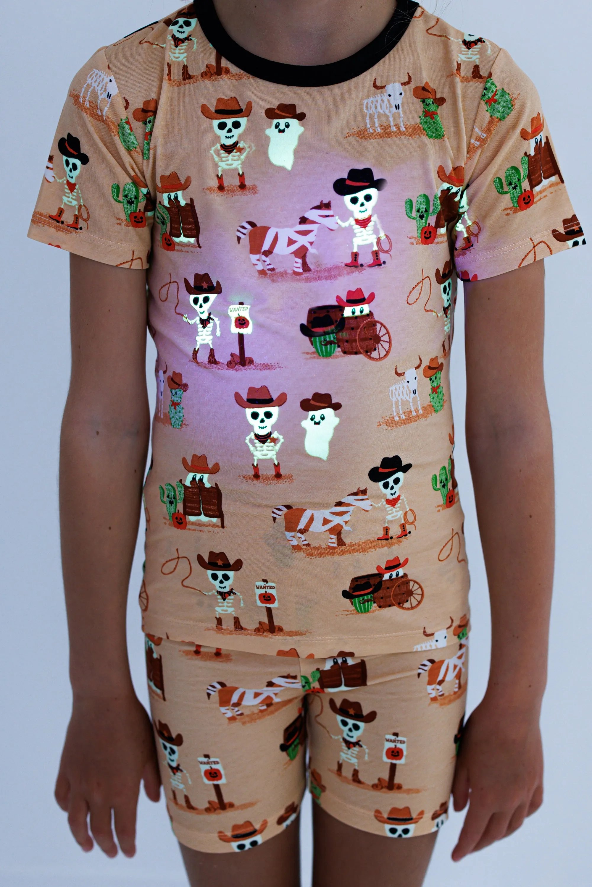 Birdie Bean Willie Glow in the Dark Western Skeleton 2-piece Long Sleeve Pajamas