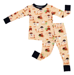 Birdie Bean Willie Glow in the Dark Western Skeleton 2-piece Long Sleeve Pajamas