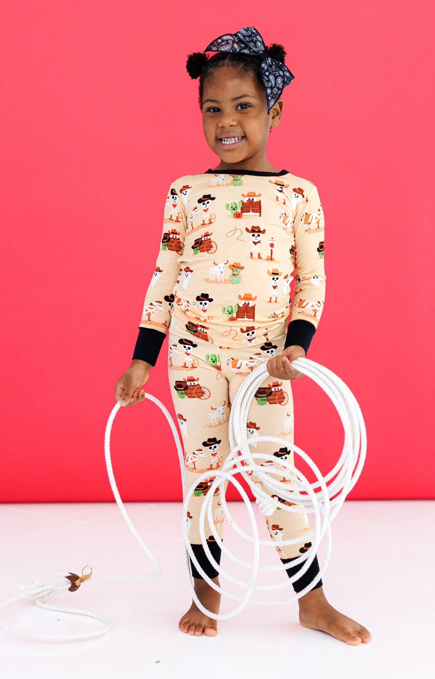Birdie Bean Willie Glow in the Dark Western Skeleton 2-piece Long Sleeve Pajamas