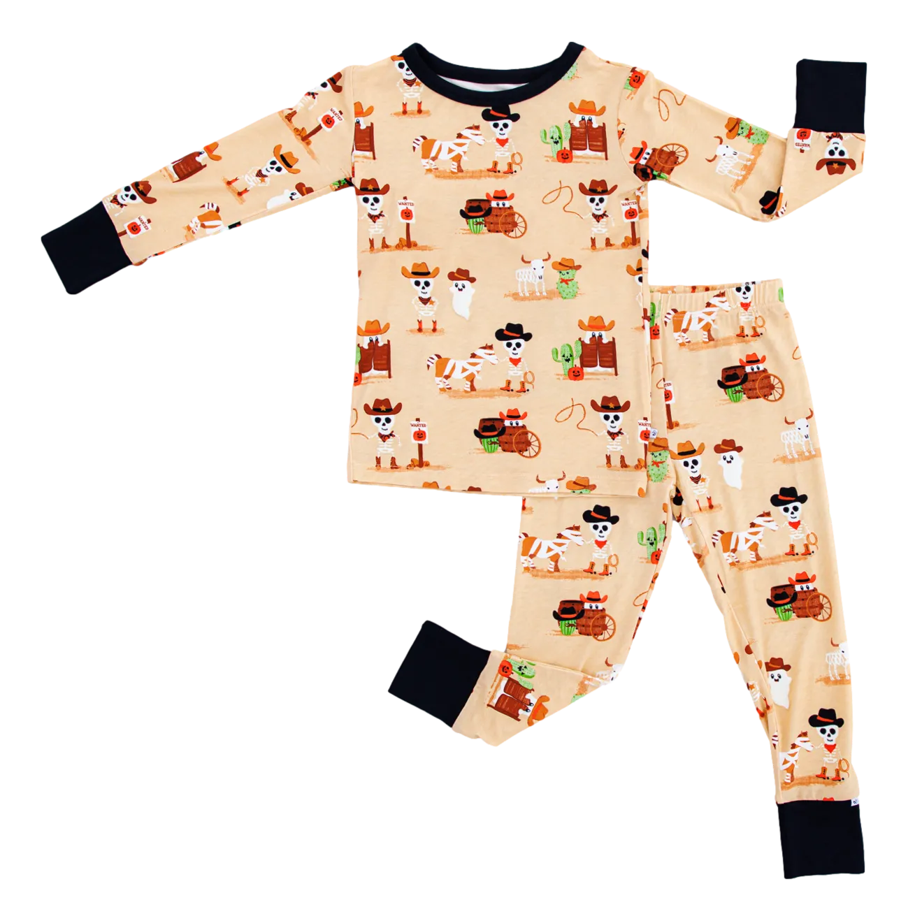 Birdie Bean Willie Glow in the Dark Western Skeleton 2-piece Long Sleeve Pajamas