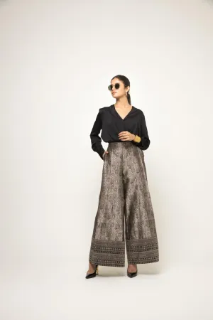 Black Jaal Weave Broacde Pant Set