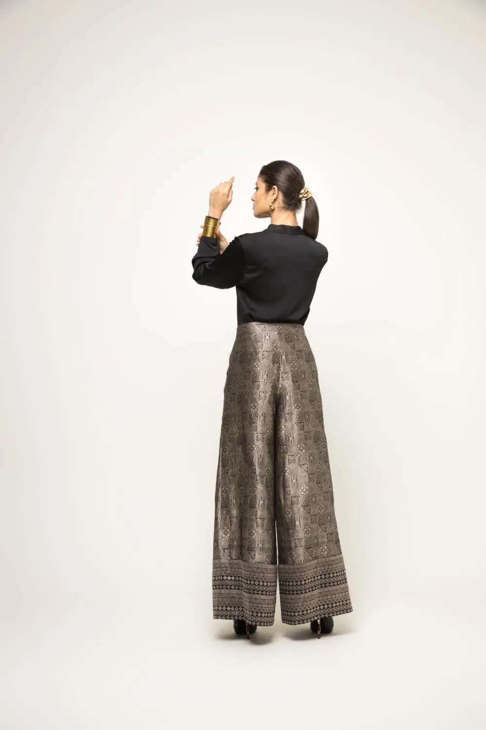 Black Jaal Weave Broacde Pant Set