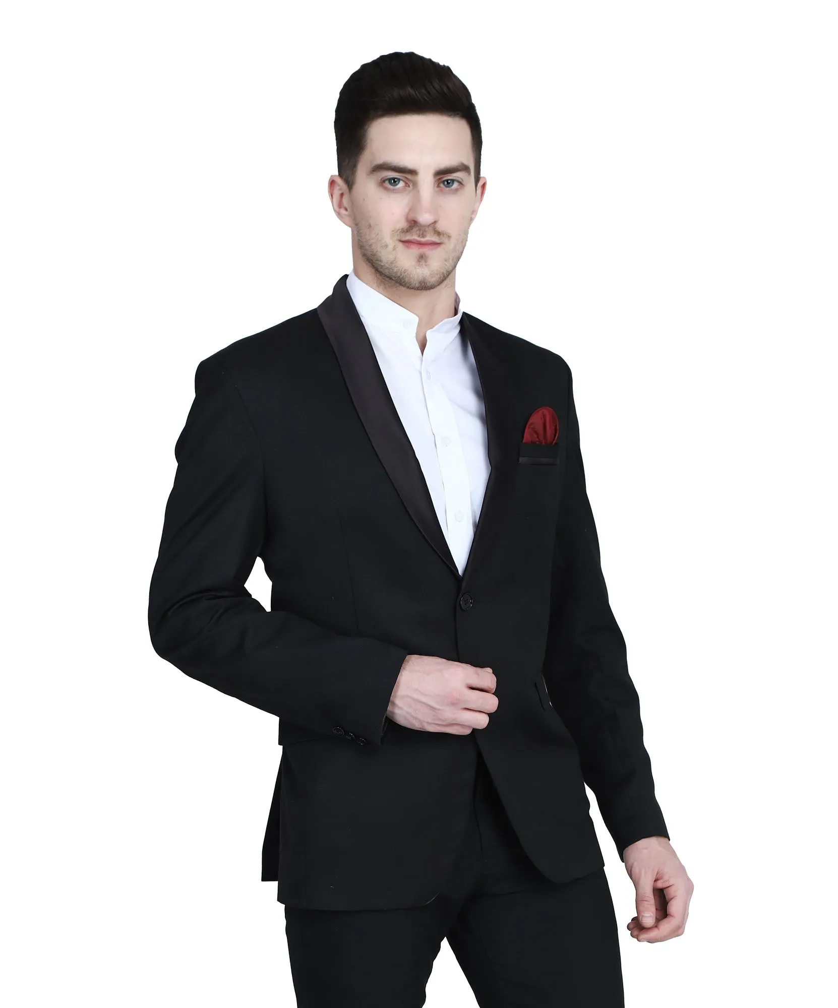 Black Tuxedo Blazer With Hanky For Men
