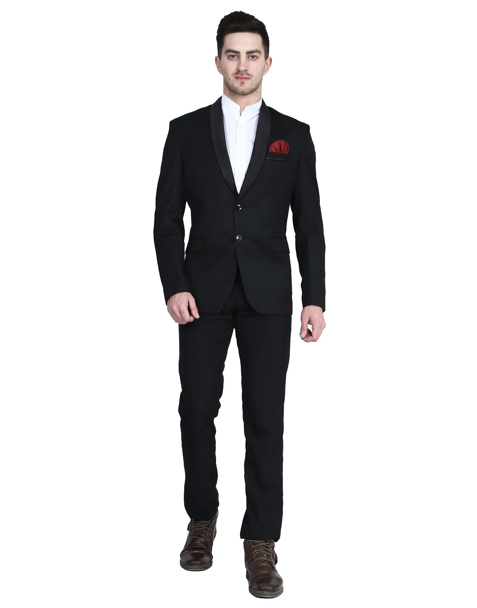 Black Tuxedo Blazer With Hanky For Men