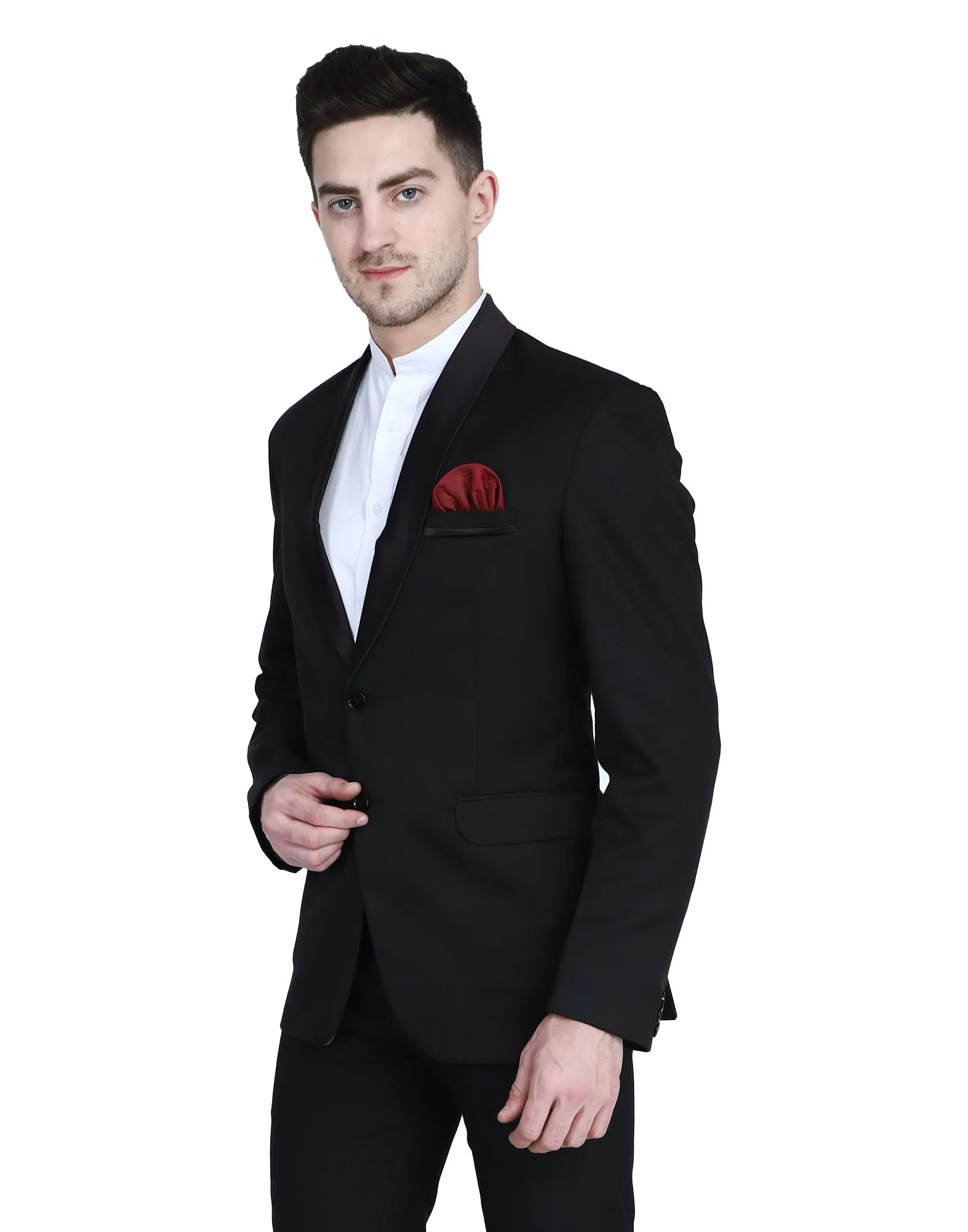 Black Tuxedo Blazer With Hanky For Men