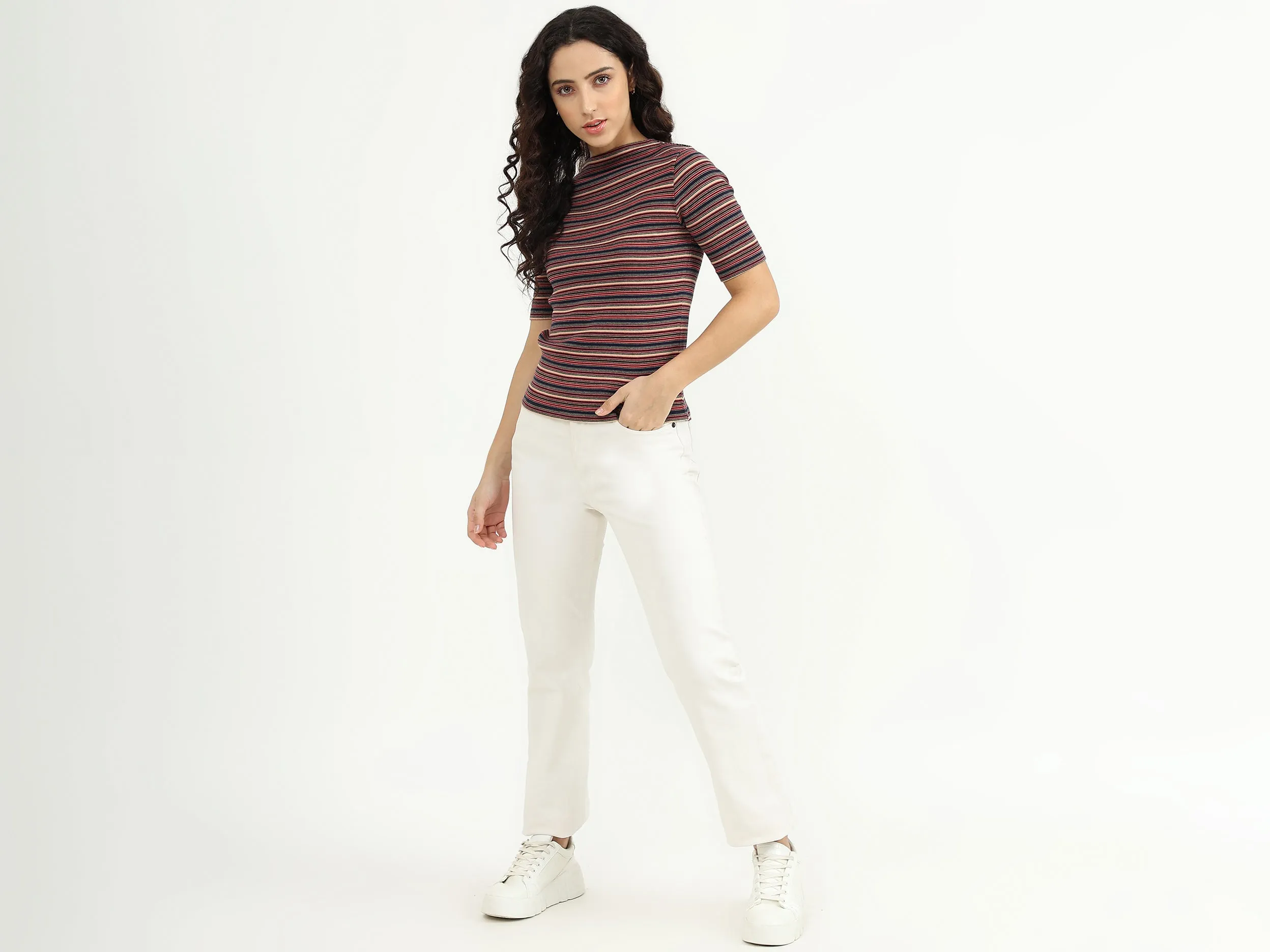 Boat Neck Stripe Top