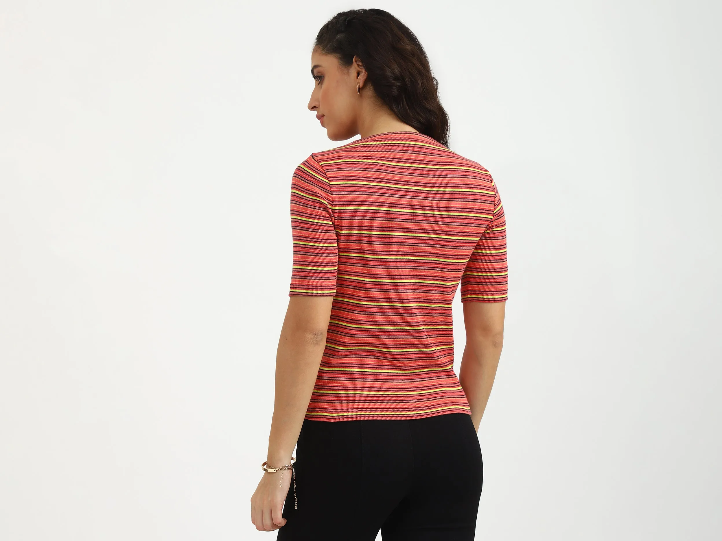 Boat Neck Stripe Top