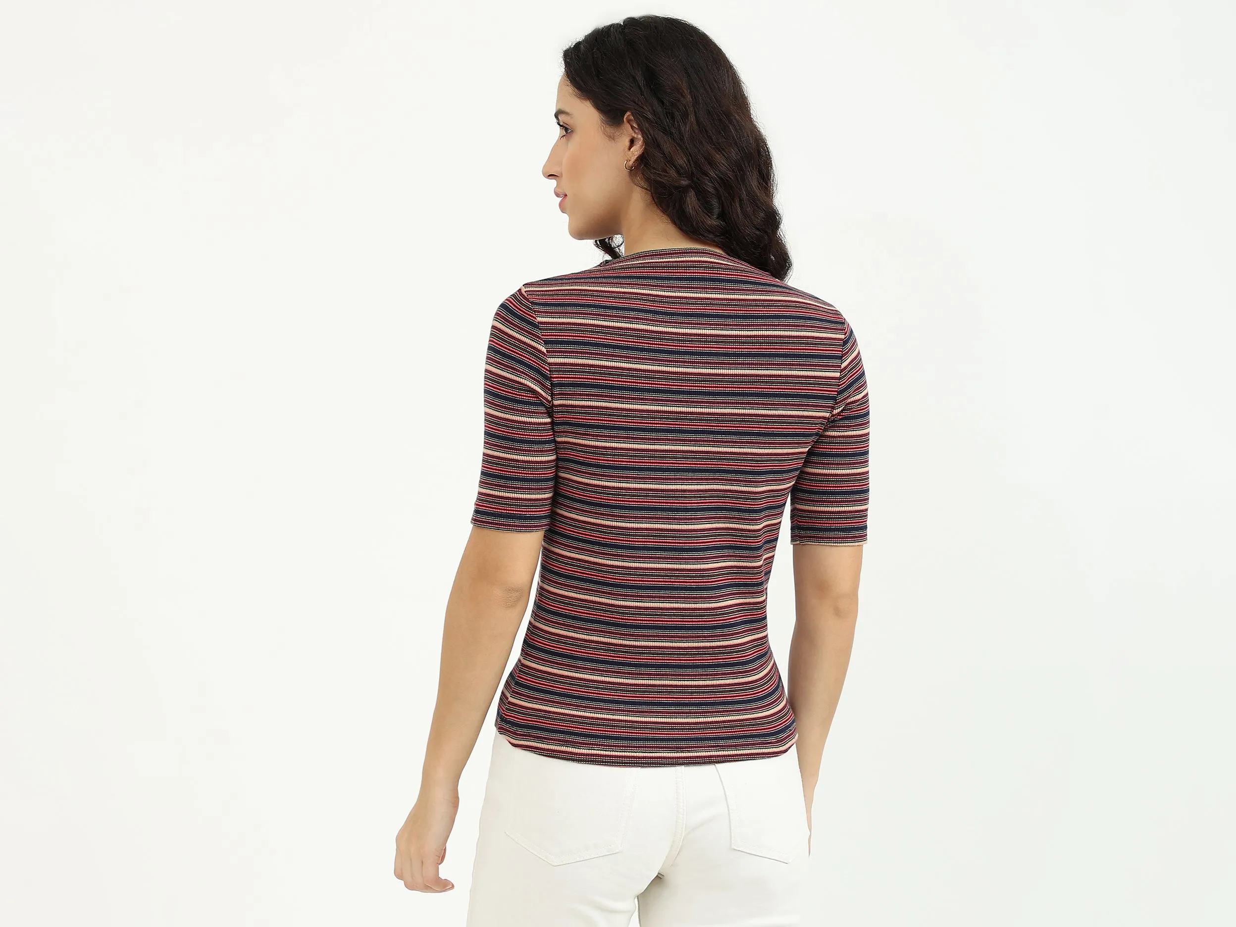 Boat Neck Stripe Top